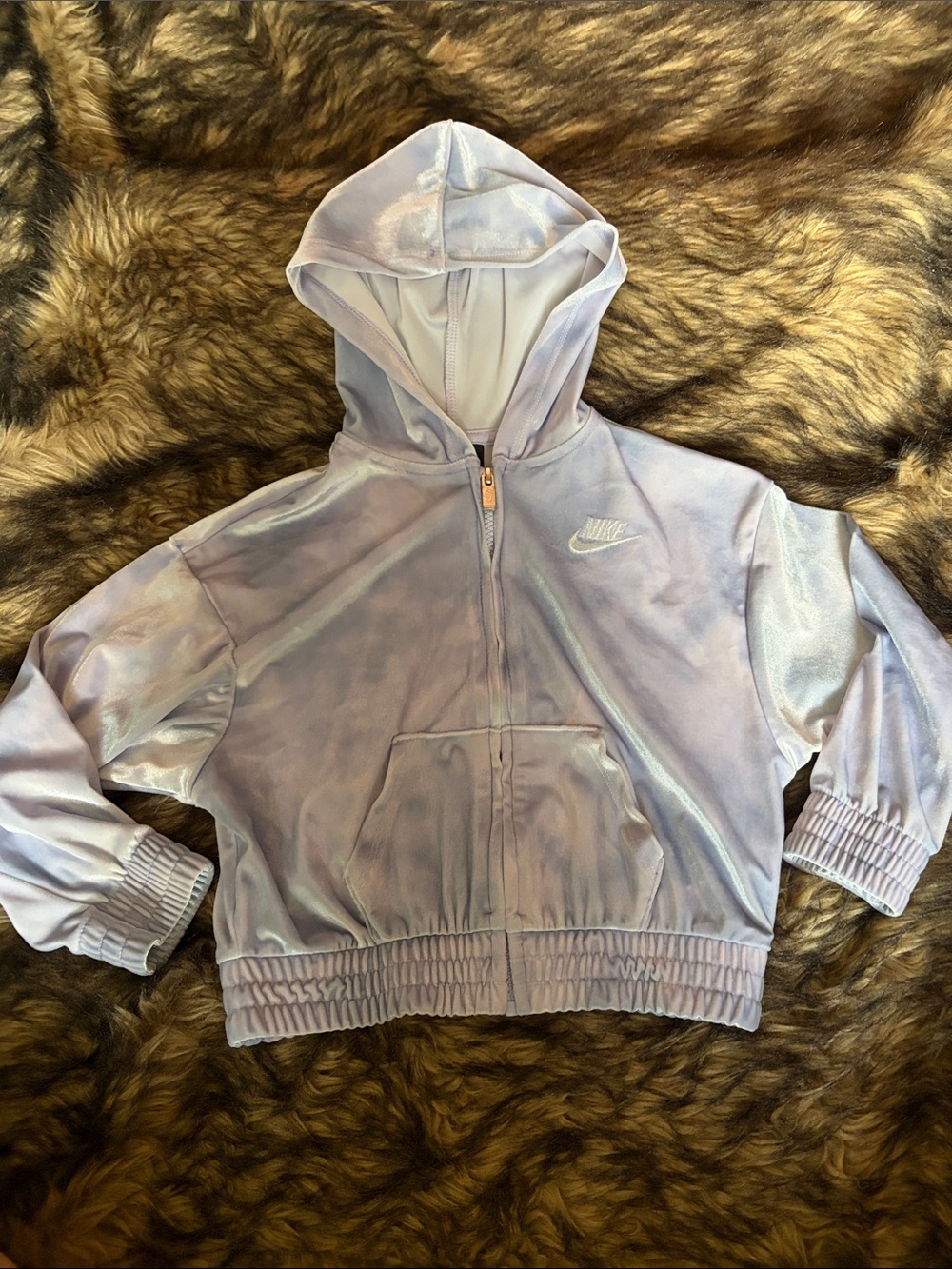Nike Girls Velour Full Zip Hooded Jacket Shimmering Lavender 4-5 Years